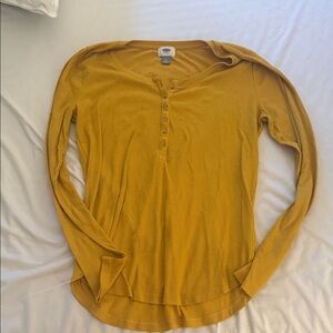 Old Navy Mustard Yellow Long Sleeve Henley Top
